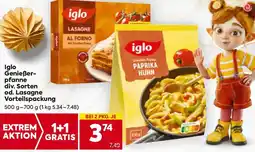 Billa Iglo Genießer- pfanne od. Lasagne Vorteilspackung Angebot