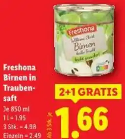 Lidl Freshona Birnen in Trauben- saft Angebot