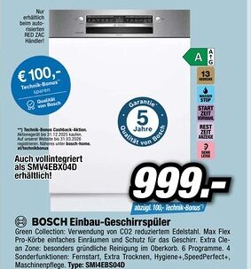 Red Zac Bosch einbau-geschirrspüler Angebot