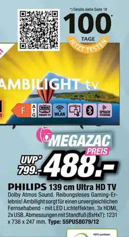 Red Zac PHILIPS 139 cm Ultra HD TV Dolby Angebot