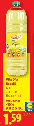 Lidl Vita D'or Rapsöl Angebot