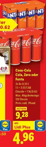 Lidl Coca-Cola Cola Zero oder Fanta Angebot