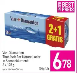 Sutterlüty Vier Diamanten Thunfisch 3er Naturell oder in Sonnenblumenöl Angebot