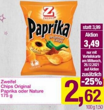 Sutterlüty Zweifel Chips Original Paprika oder Nature 175g Angebot