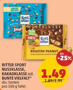 PENNY Ritter sport nussklasse, kakaoklasse od. bunte vielfalt Angebot