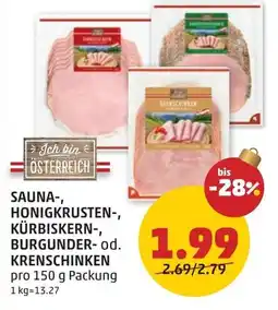 PENNY Sauna-, honigkrusten-, kürbiskern-, burgunder- od. krenschinken Angebot