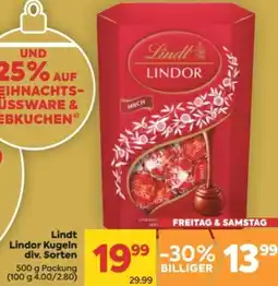 Billa Lindt Lindor Kugeln div. Sorten Angebot