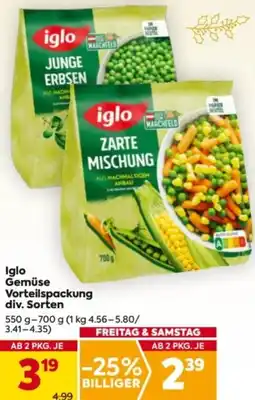 Billa Iglo Gemüse Vorteilspackung div. Sorten Angebot