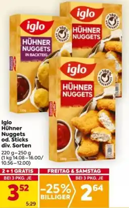 Billa Iglo Hühner Nuggets od. Sticks div. Sorten Angebot