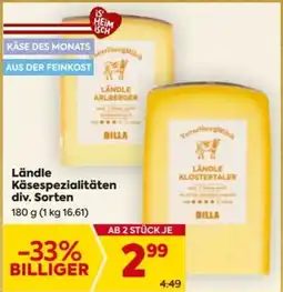 Billa Ländle Käsespezialitäten Angebot