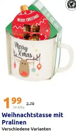 Action Weihnachtstasse mit Pralinen Angebot
