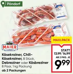 Maximarkt Käsekrainer chili käsekrainer debreziner oder käsbreziner Angebot