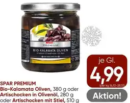 Spar SPAR PREMIUM Bio-Kalamata Oliven, oder Artischocken in Olivenöl, oder Artischocken mit Stiel Angebot