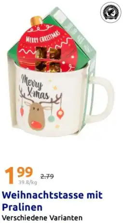 Action Weihnachtstasse mit Pralinen Angebot