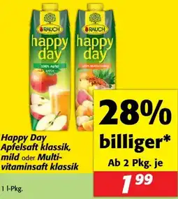 Nah&Frisch Happy Day Apfelsaft klassik, mild oder Multi- vitaminsaft klassik Angebot