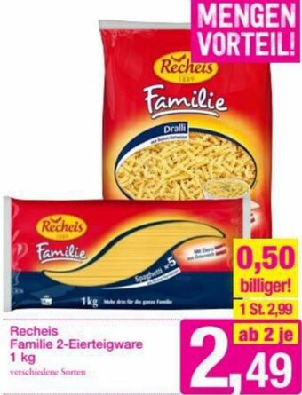 Sutterlüty Recheis Familie 2-Eierteigware 1 Kg Angebot