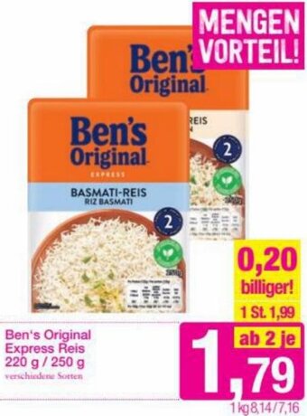 Sutterlüty Ben's Original Express Reis 220g/250g Angebot