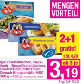 Sutterlüty Iglo Fischstäbchen, Back-Fisch-, Brezelfischstäbchen, Fisch'n'Rösti Oder Polar-Dorsch Knusperhülle MSC 300g-450g Angebot