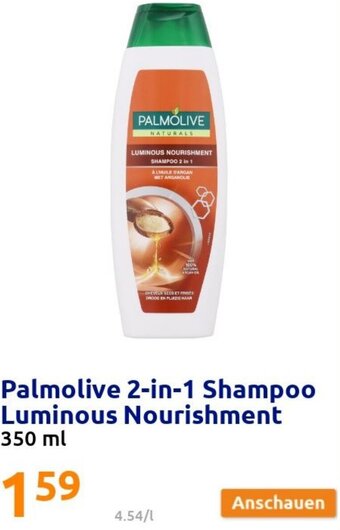 Action Palmolive 2-in-1 Shampoo Luminous Nourishment 350 ml Angebot