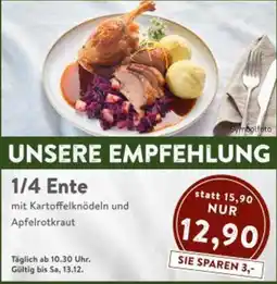 Interspar 1/4 Ente mit Kartoffelknödeln und Apfelrotkraut Angebot