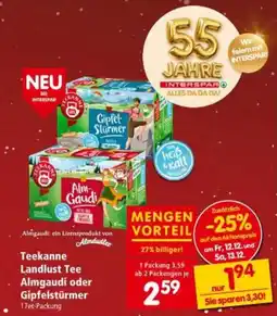 Interspar Teekanne Landlust Tee Almgaudi oder Gipfelstürmer Angebot