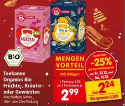 Interspar Teekanne Organics Bio Früchte Kräuter oder Gewürztee Angebot