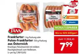 Interspar Frankfurter oder Puten-Frankfurter aus Österreich Angebot