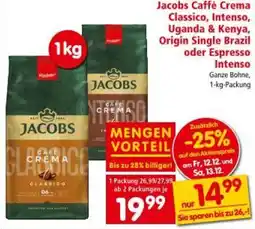 Interspar Jacobs Caffé Crema Classico, Intenso, Uganda & Kenya, Origin Single Brazil oder Espresso Intenso Angebot