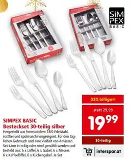 Interspar SIMPEX BASIC Besteckset 30-teilig silber Angebot