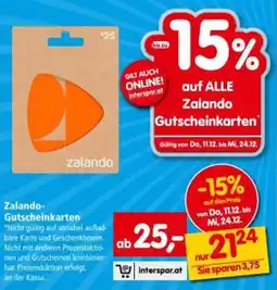 Interspar Zalando- Gutscheinkarten Angebot
