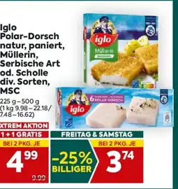 Billa iglo Polar-Dorsch natur, paniert, Müllerin, Serbische Art Angebot