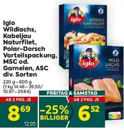 Billa Iglo Wildlachs, Kabeljau Naturfilet, Polar-Dorsch Vorteilspackung Angebot