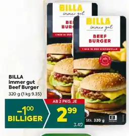 Billa Billa immer gut beef burger Angebot