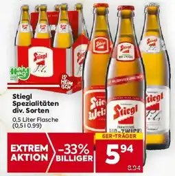 Billa Stiegl Spezialitäten div. Sorten Angebot