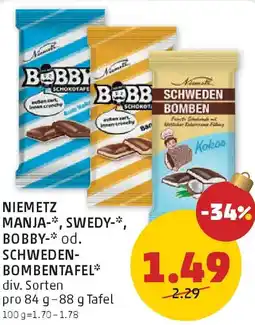 PENNY Niemetz manja- swedy bobby- od. schweden- bombentafel Angebot