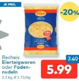 T&G Recheis Eierteigwaren oder Faden- nudeln Angebot