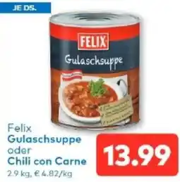 T&G FELIX Gulaschsuppe oder Chili con Carne Angebot