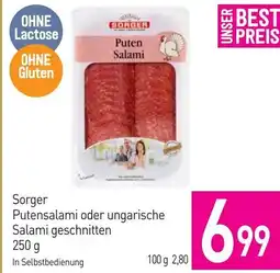 Sutterlüty Sorger Putensalami oder ungarische Salami geschnitten Angebot
