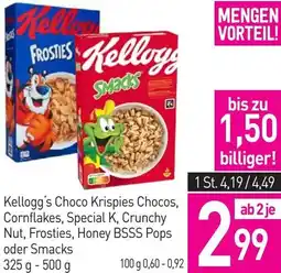 Sutterlüty Kellogg's Choco Krispies Chocos, Cornflakes, Special K, Crunchy Nut, Frosties, Honey BSSS Pops oder Smacks Angebot