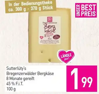 Sutter Bregenzerwälder Bergkäse 8 Monate gereift 45% F.i.t.