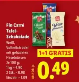 Lidl Fin Carré Tafel- Schokolade Angebot
