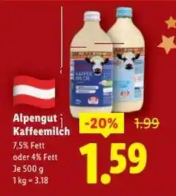 Lidl Alpengut Kaffeemilch Angebot