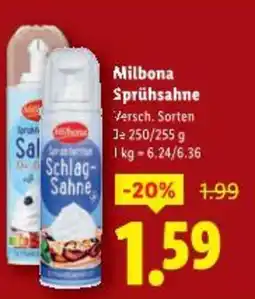 Lidl Milbona Sprühsahne Angebot