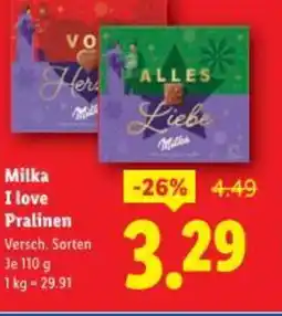 Lidl Milka i love pralinen Angebot