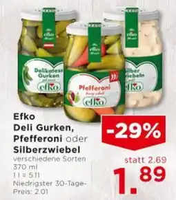 Unimarkt Efko Deli Gurken, Pfefferoni oder Silberzwiebel Angebot