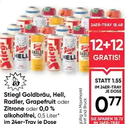 Maximarkt Stiegl Goldbräu, Hell, Radler, Grapefruit oder Zitrone oder 0,0% alkoholfrei Angebot