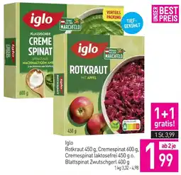 Sutterlüty iglo Rotkraut, Cremespinat, Cremespinat laktosefrei. Blattspinat Zwutschgerl Angebot