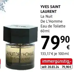 dm YVES SAINT LAURENT La Nuit De L'Homme Eau de Toilette Angebot