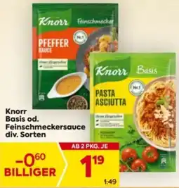 Billa Knorr Basis od. Feinschmeckersauce div. Sorten Angebot