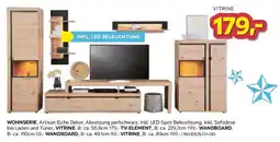 Möbelix Vitrine Nyon B: 56,8 Cm Inkl. Led, Eiche Dekor/schwarz Angebot